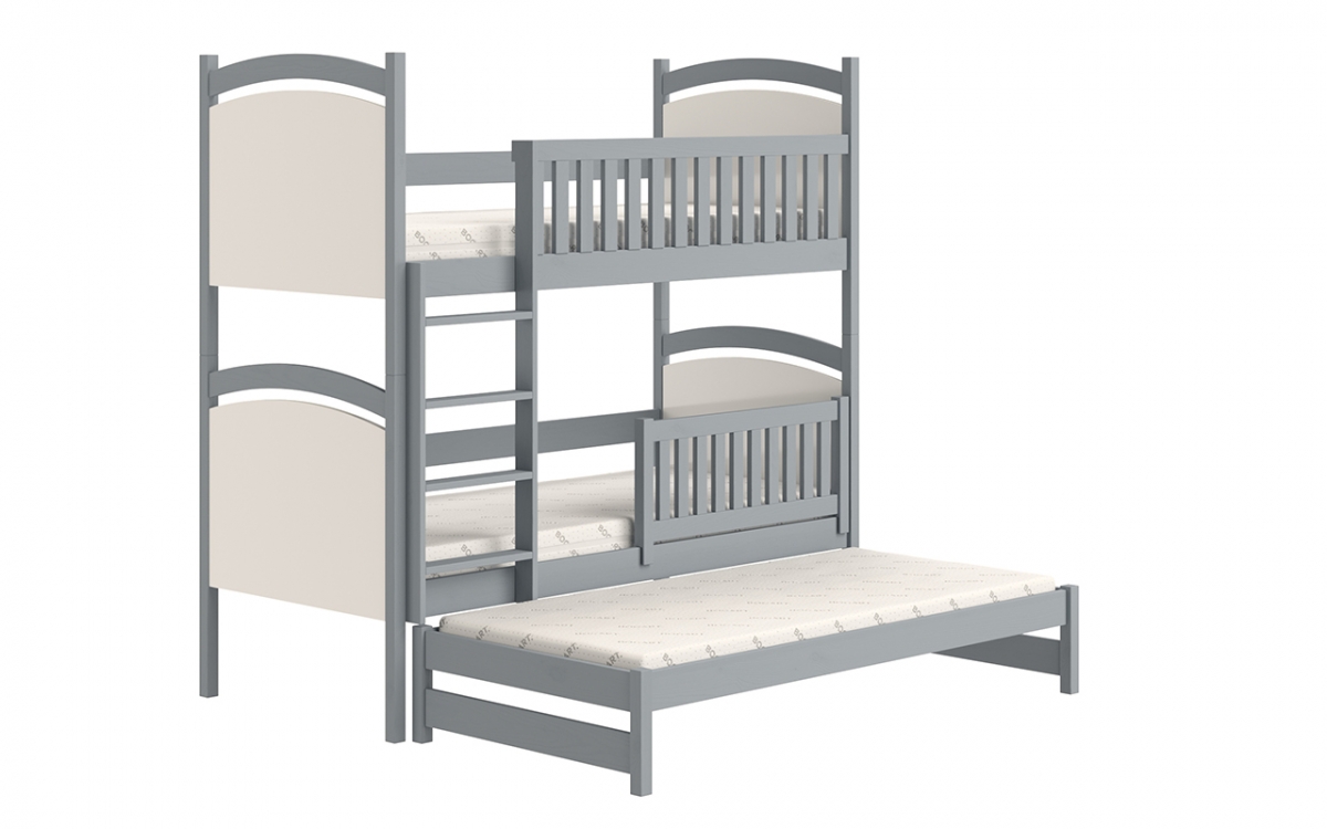 postel patrová  výsuvná s tabulí na suché mazání Amely - Barva šedý, 90x200 postel patrová  w szarym barevným odstínu, a bialymi wezglowiami 