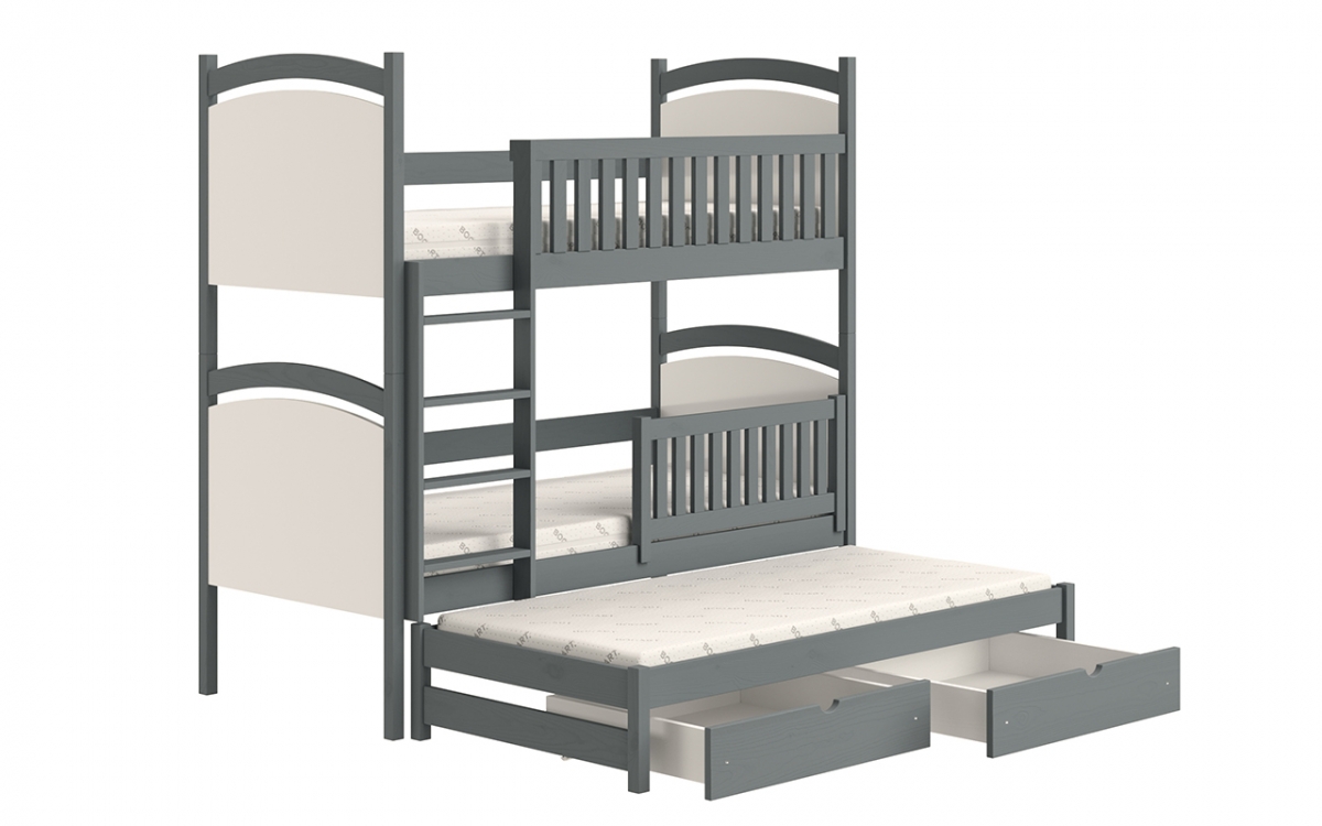 Amely kihúzható emeletes ágy, rajztáblával - grafitszürke, 80x200 grafitszürke postel patrová  
