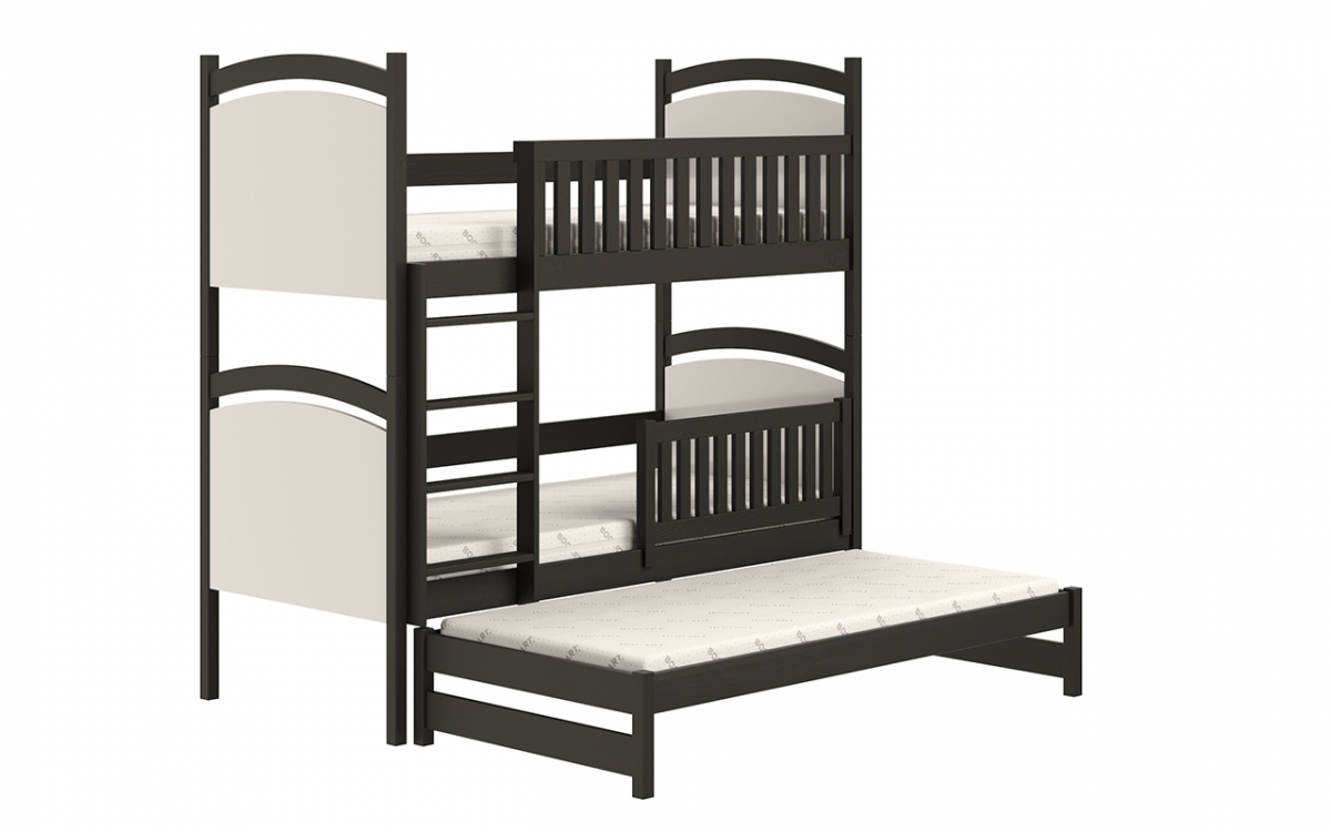 Amely kihúzható emeletes ágy, rajztáblával - fekete, 80x160 fekete postel z bialym wysuwem 