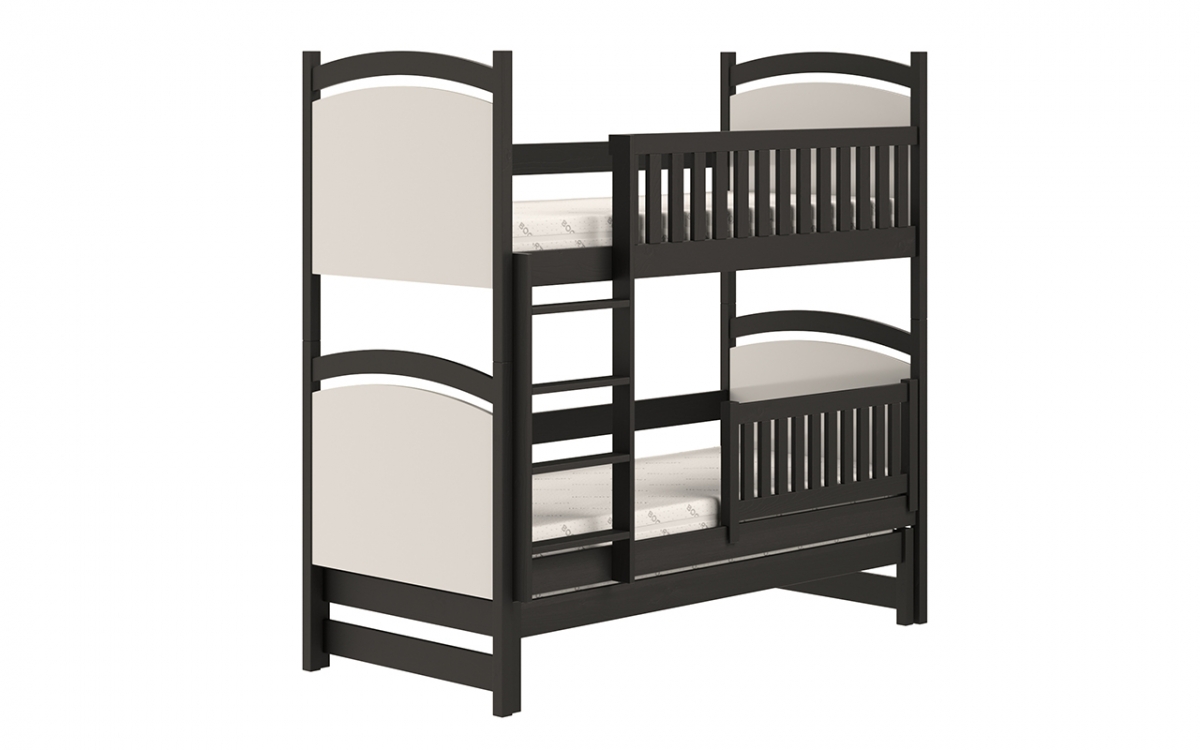 Amely kihúzható emeletes ágy, rajztáblával - fekete, 80x160 postel fából z bezpieczna drabinka  