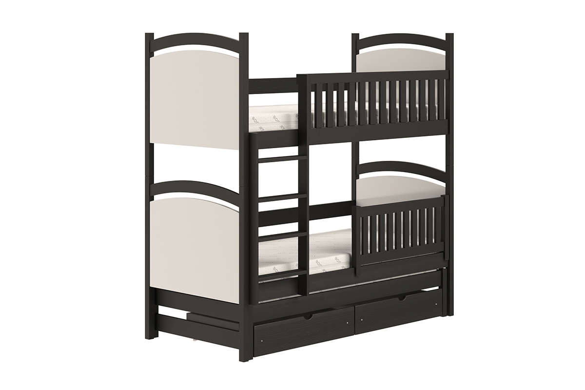 Amely kihúzható emeletes ágy, rajztáblával - fekete, 80x190 wysokie postel patrová  z bezpieczna drabinka 