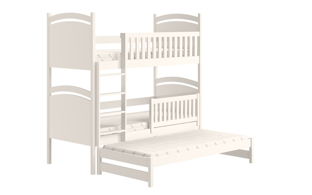 Amely kihúzható emeletes ágy, rajztáblával - fehér, 80x190 fábol készültlozko ze zdejmowana barierka  
