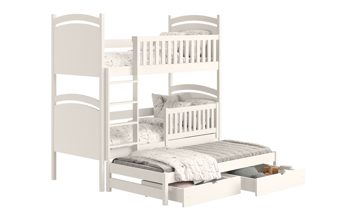 Amely kihúzható emeletes ágy, rajztáblával - fehér, 80x200 sosnowe postel patrová  