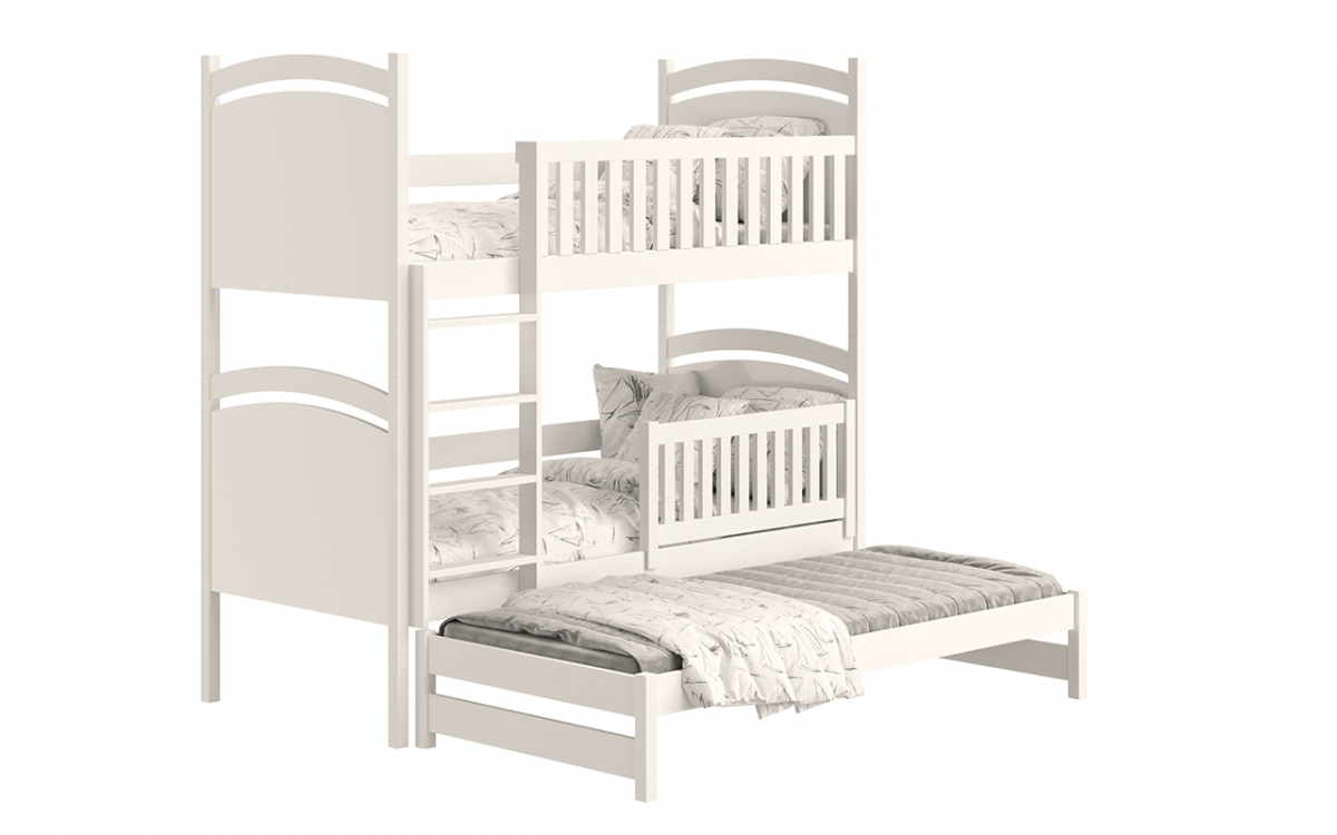 Amely kihúzható emeletes ágy, rajztáblával - fehér, 90x190 postel dzieciece z drewnianym wysuwem do spania  