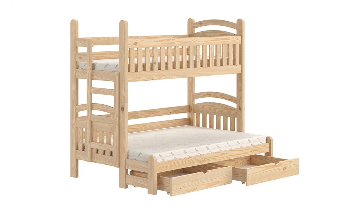 Patrová postel Amely Maxi 90x200/140x200 levá - borovice patrová  postel dřevo