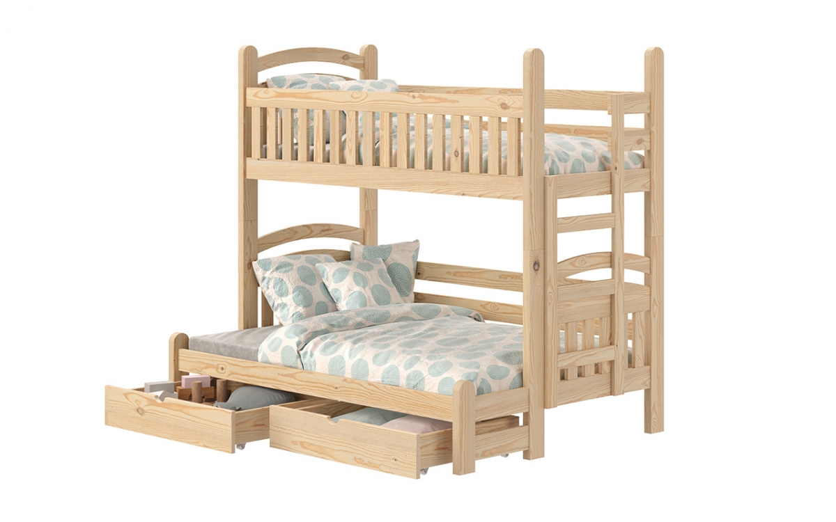 Patrová postel Amely Maxi 80x200/140x200 pravá - borovice patrová  postel drewniane s zásuvkami 