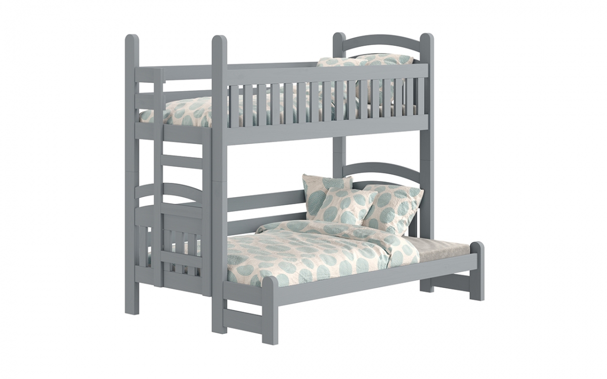 Patrová postel Amely Maxi 90x200/120x200 levá - šedá šedý postel z barierkami 