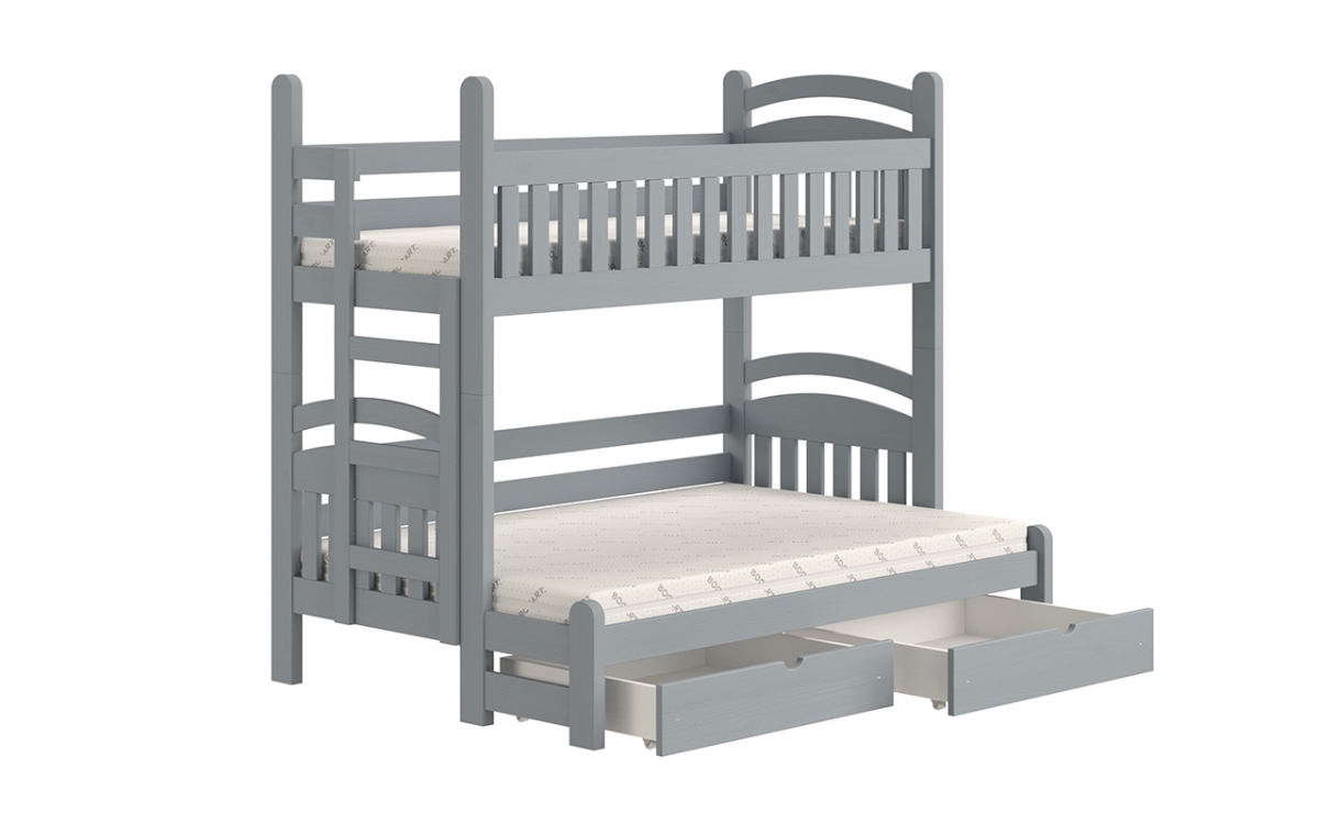 Patrová postel Amely Maxi 90x200/120x200 levá - šedá šedý postel patrová , s zásuvkami na posciel 