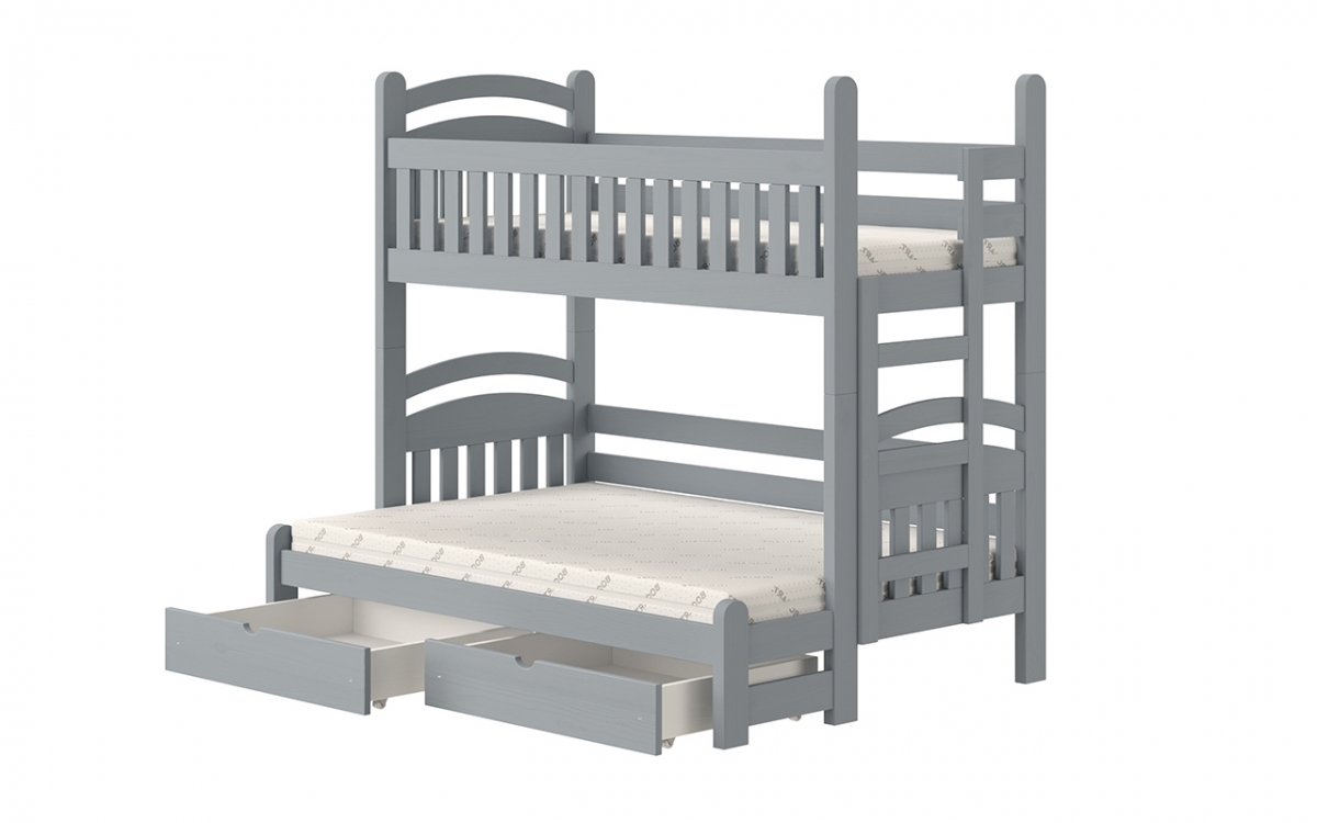 postel patrová  Amely Maxi pravá - šedý, 90x200/120x200 šedý postel sosnowe  