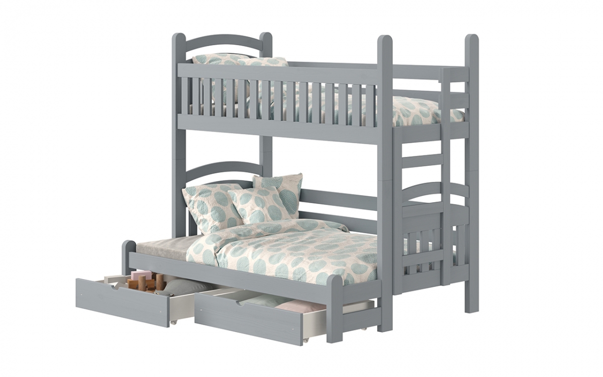 postel patrová  Amely Maxi pravá - šedý, 90x200/140x200 postel drewniane, podwojne  
