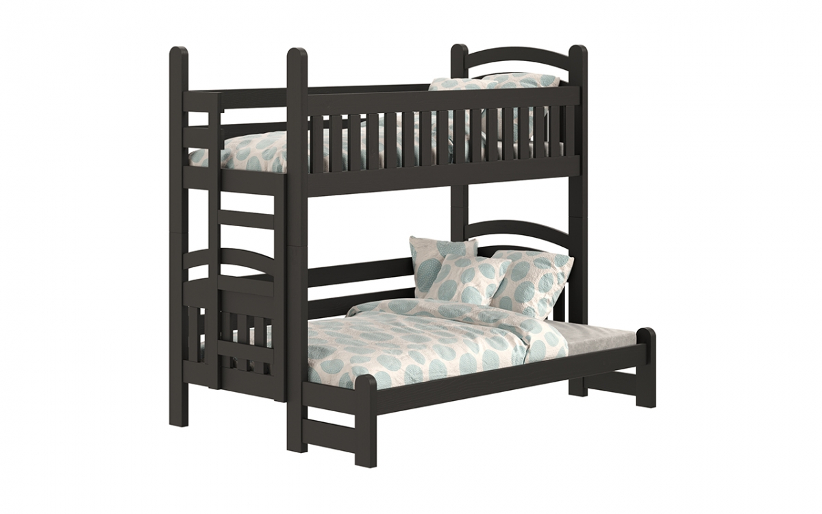 Amely Maxi emeletes ágy, bal oldal - fekete, 80x200/140x200 postel patrová  z barierka  