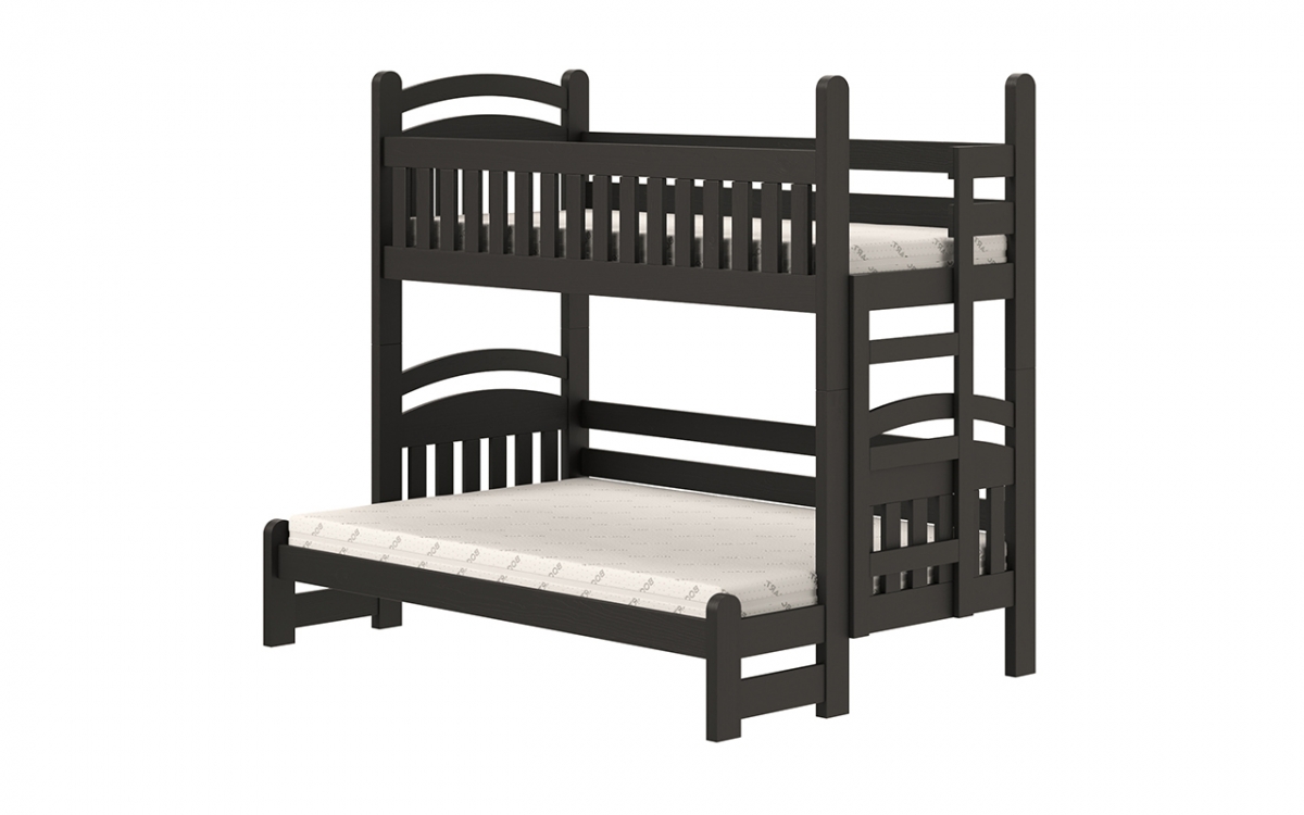 Amely Maxi emeletes ágy, jobb oldal - fekete, 80x200/140x200 fekete postel z szerokim miejscem na dole  