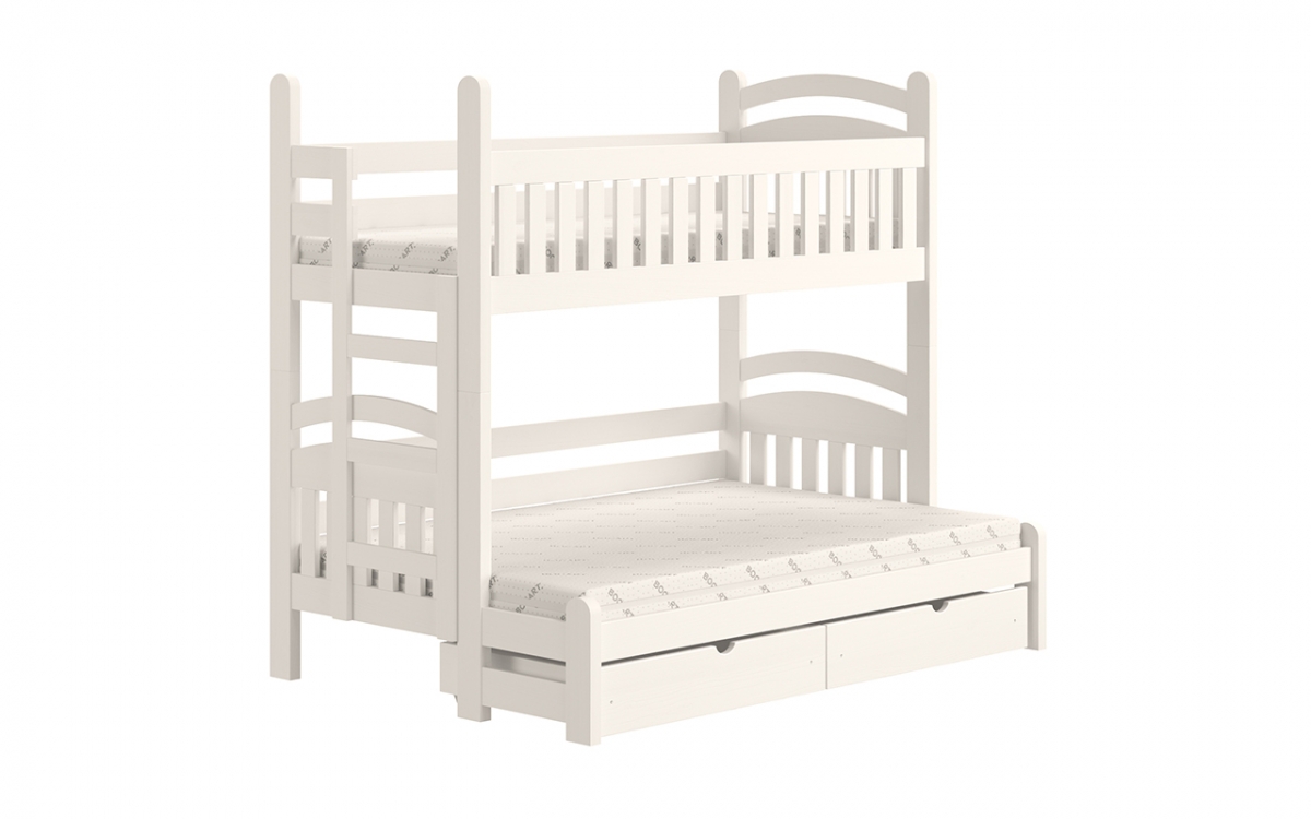 postel patrová  Amely Maxi levá - Bílý, 80x200/140x200 postel patrová  s zásuvkami na posciel 