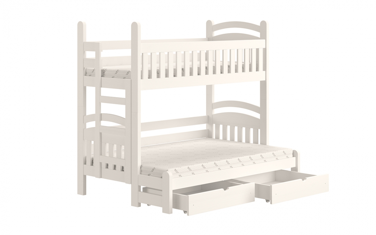 postel patrová  Amely Maxi levá - Bílý, 90x200/140x200 biale postel dětské  