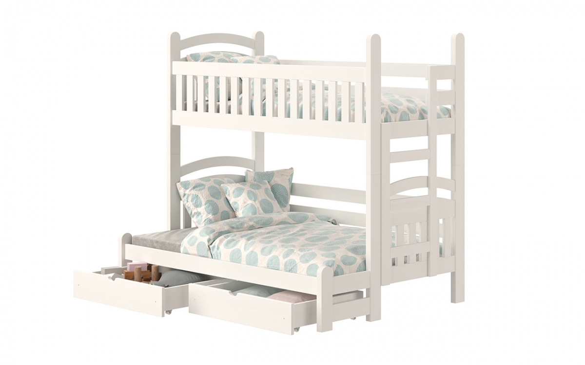 Amely Maxi emeletes ágy, jobb oldal - fehér, 80x200/140x200 postel patrová  fiokokkal 