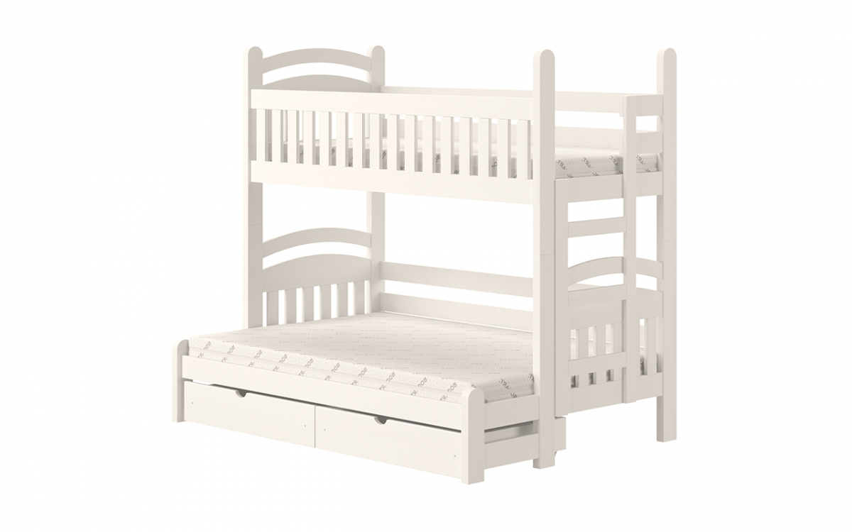 Amely Maxi emeletes ágy, jobb oldal - fehér, 90x200/120x200 biale postel patrová  fiokokkal a játékoknak 