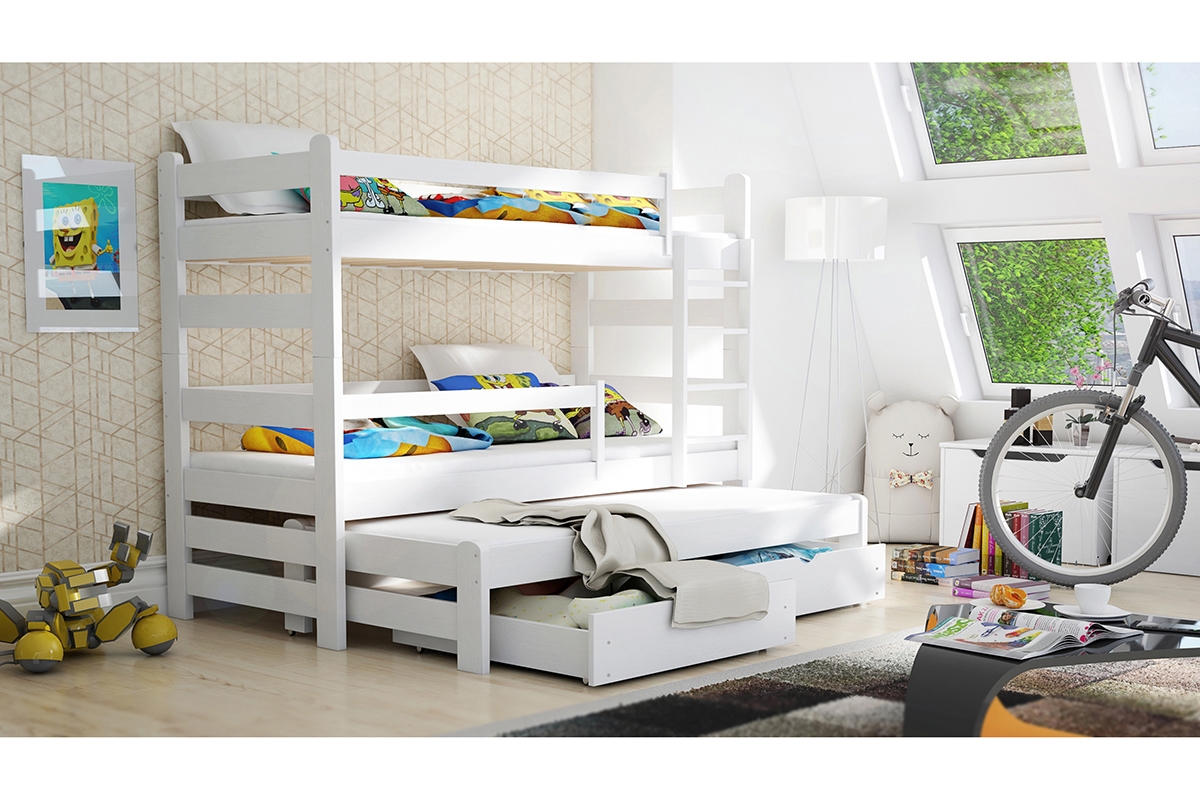 Dětská patrová postel Alis PPV 018 výsuvná 80x180 - bílá postel patrová  výsuvná Alis PPV 018 - Barva Bílý