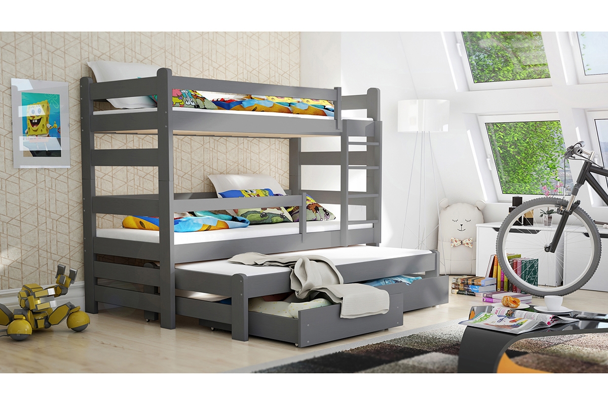 postel dětské patrová  výsuvná Alis PPV 018 - grafit, 90x200 postel patrová  výsuvná Alis PPV 018 - Barva Grafit 