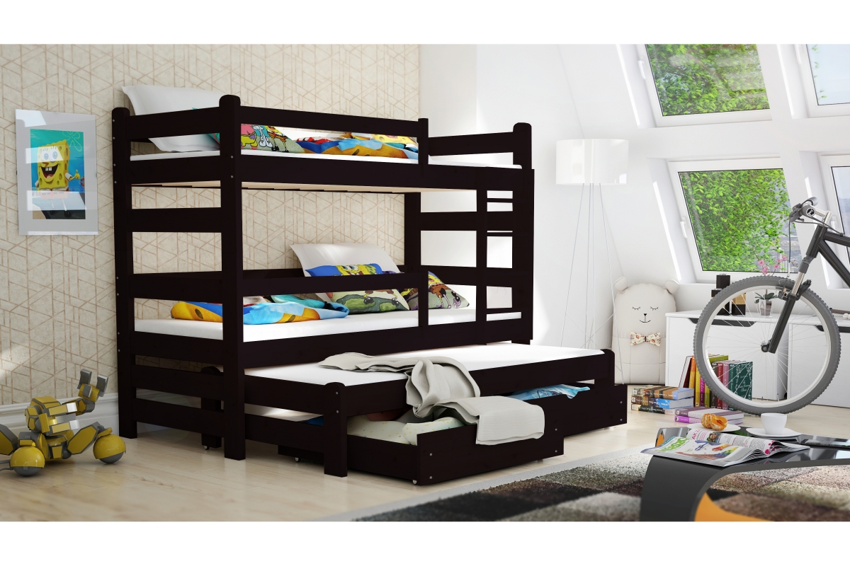 Detská posteľ poschodová s výsuvným lôžkom Alis PPV 018 - Čierny, 90x180 Posteľ poschodová s výsuvným lôžkom Alis PPV 018 - Farba Čierny 