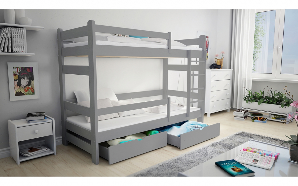 Detská posteľ poschodová Alis PP 014 - šedý, 90x180 Detská posteľ poschodová Alis PP 014 - Farba šedý 