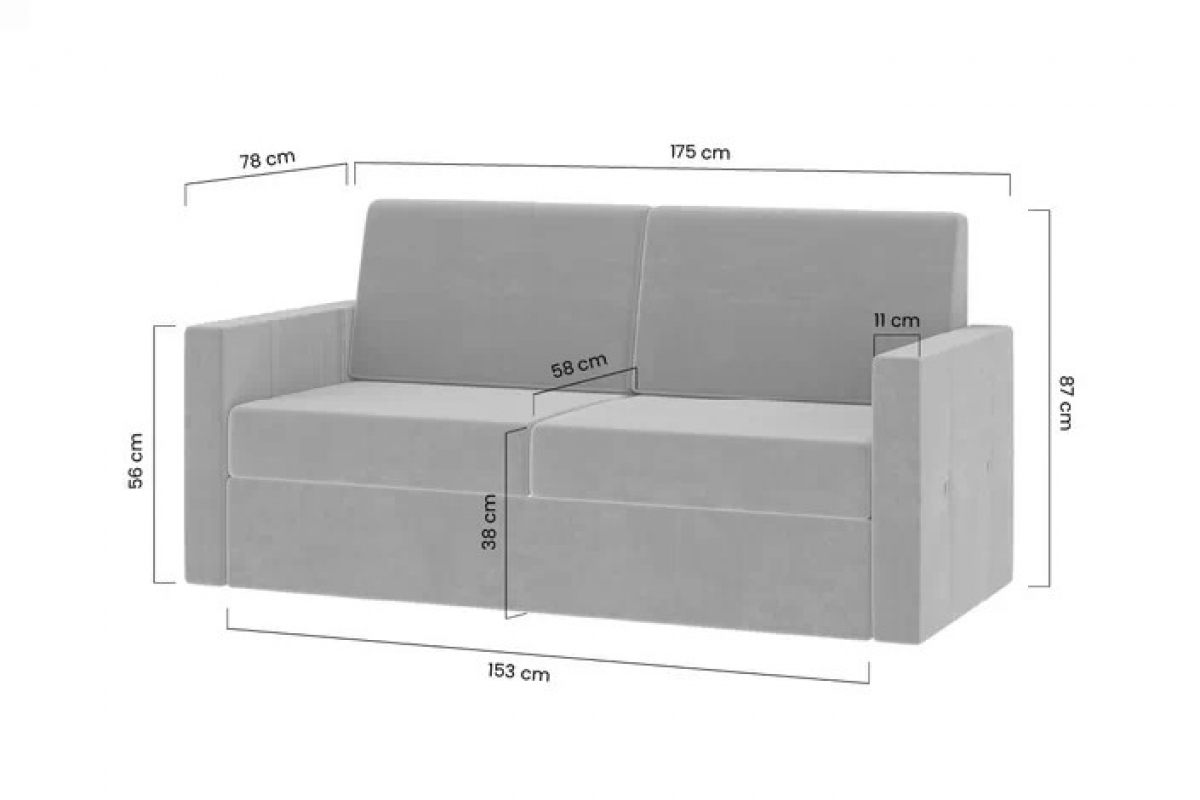 New Elegance kanapé kinyitható szekrényágyhoz 140 cm - Austin 21 fekete New Elegance kanapé kinyitható szekrényágyhoz 140 cm - méretek