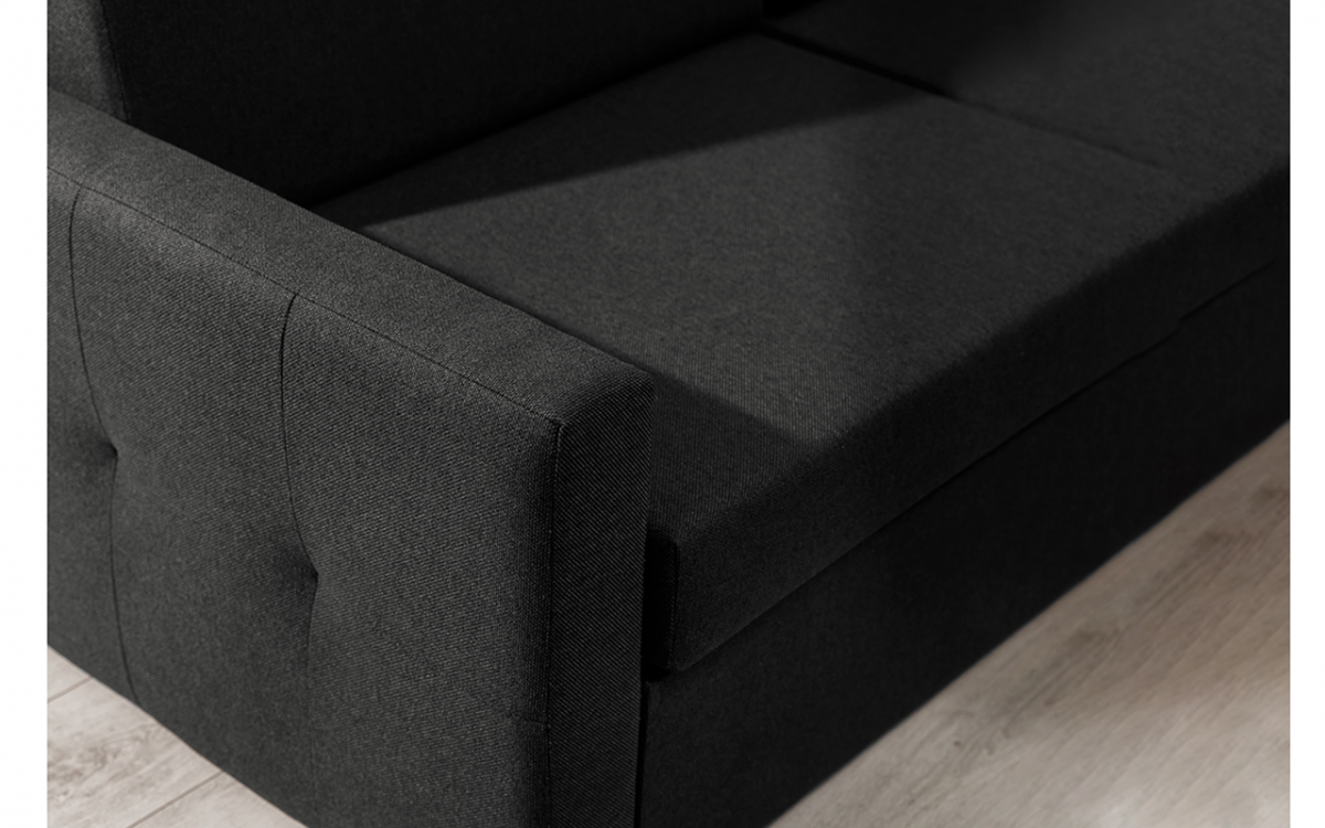 New Elegance kanapé kinyitható szekrényágyhoz 160 cm - Austin 21 fekete Černá Pohovka Elegantia, z bokiem, varrott 