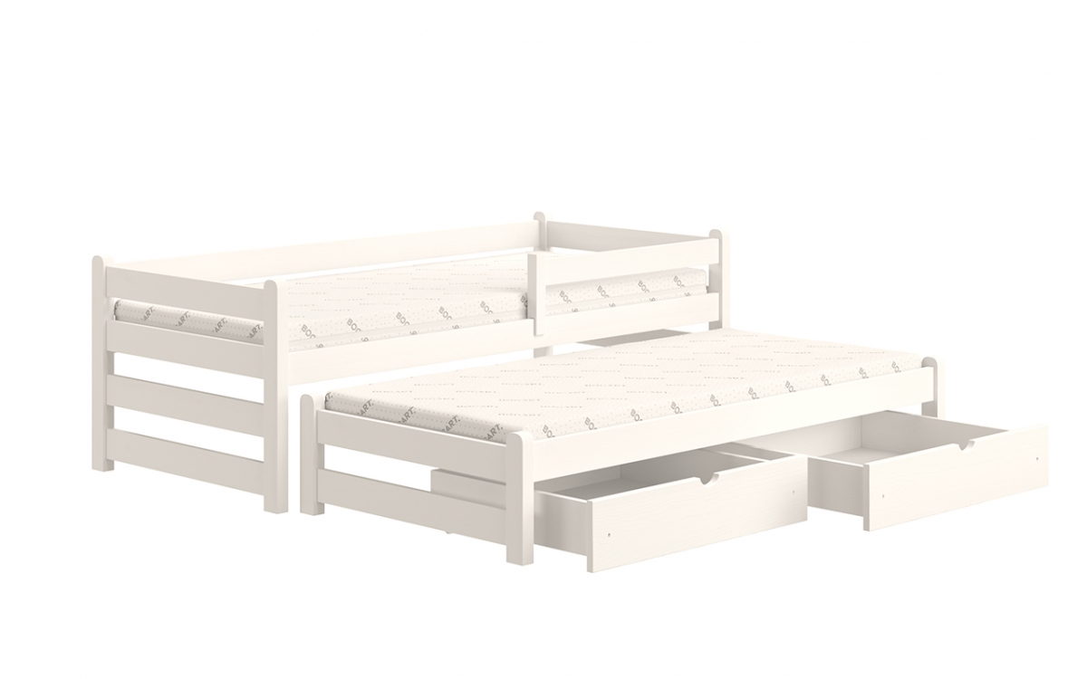Detská posteľ Alis DPV 001 s prístelkou - 80x200 cm - biela Posteľ prízemná s výsuvným lôžkom Alis DPV 001 - Farba Biely