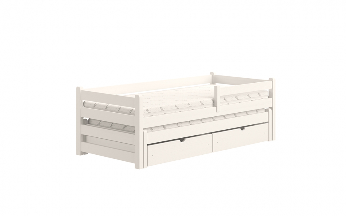 Detská posteľ Alis DPV 001 s prístelkou - 80x200 cm - biela Posteľ prízemná s výsuvným lôžkom Alis DPV 001 - Farba Biely