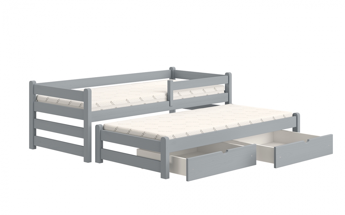 Detská posteľ prízemná s výsuvným lôžkom Alis DPV 001 - šedý, 90x190 Posteľ prízemná s výsuvným lôžkom Alis DPV 001 - Farba šedý 