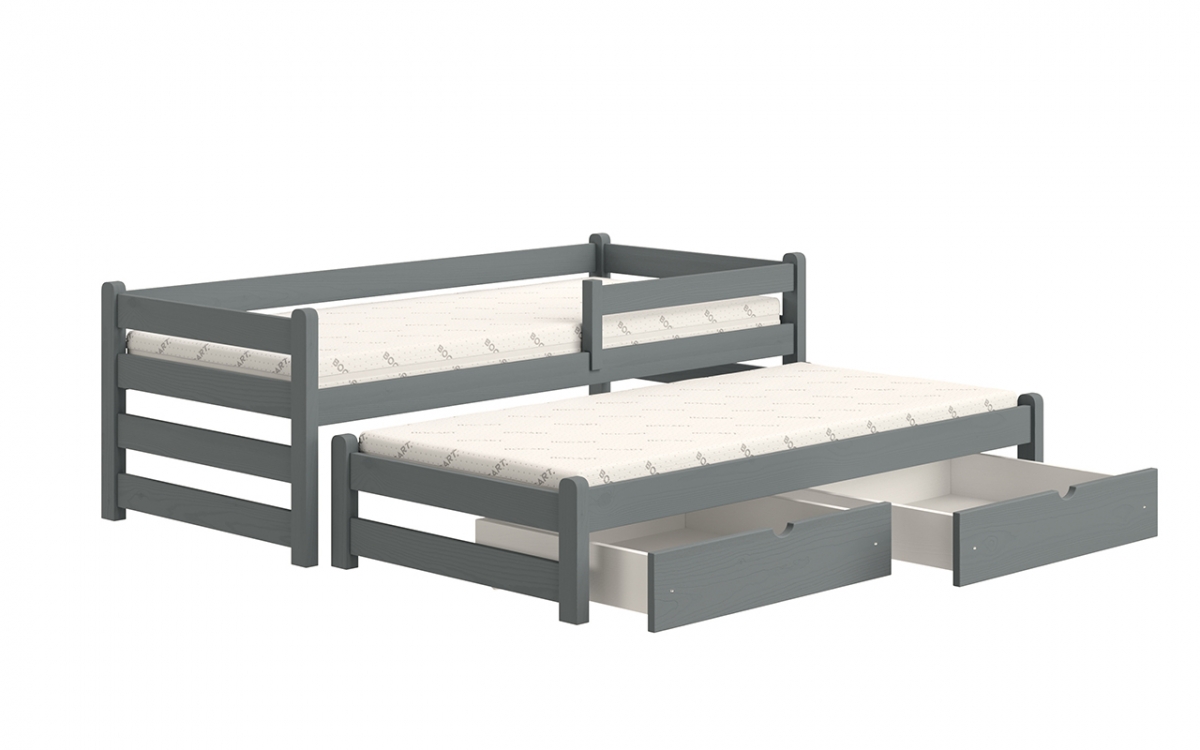 Detská posteľ prízemná s výsuvným lôžkom Alis DPV 001 - grafit, 90x200 Posteľ prízemná s výsuvným lôžkom Alis DPV 001 - Farba Grafit 