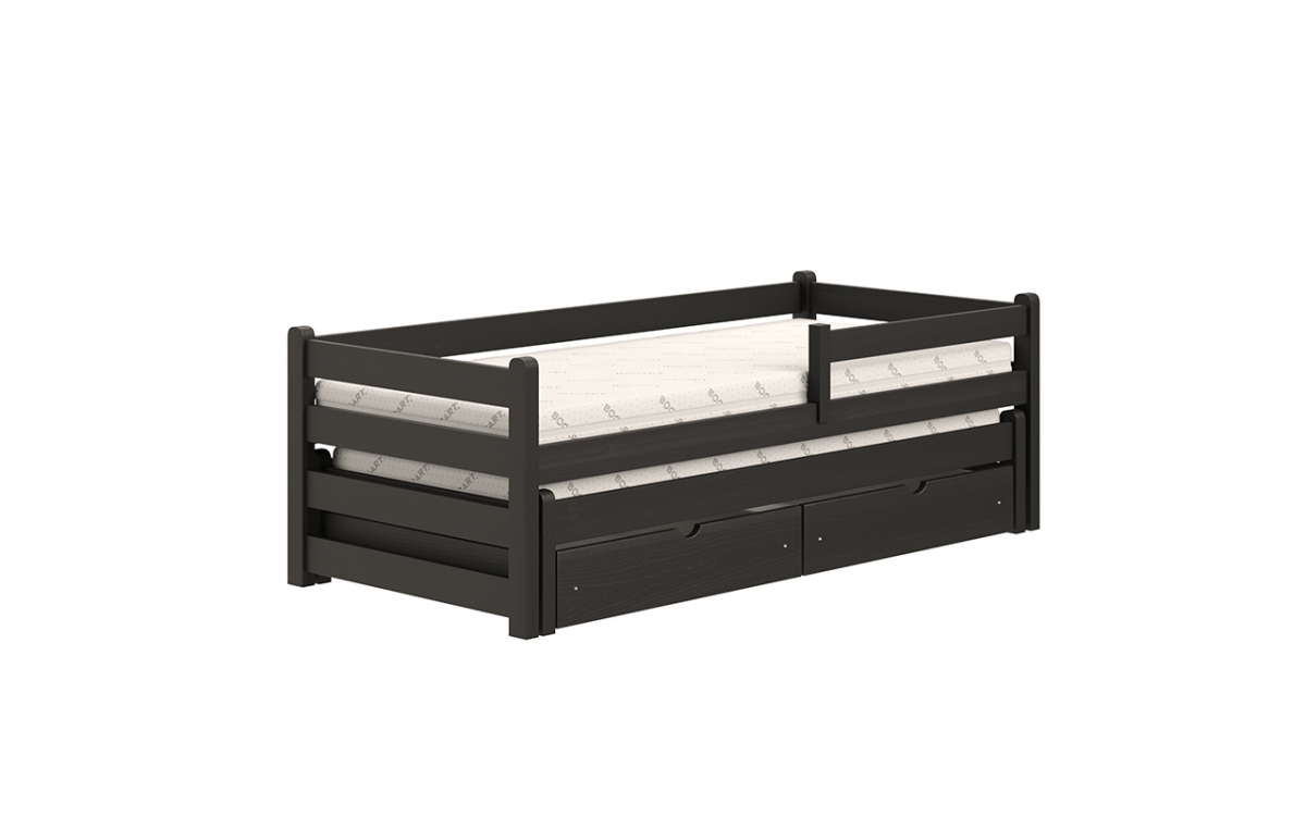 Detská posteľ prízemná s výsuvným lôžkom Alis DPV 001 - Čierny, 90x190 Posteľ prízemná s výsuvným lôžkom Alis DPV 001 - Farba Čierny 