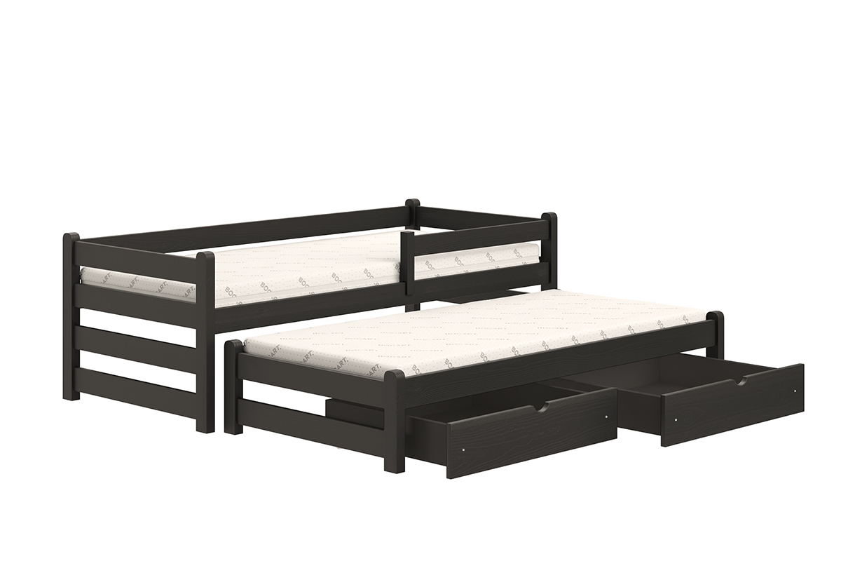 Detská posteľ prízemná s výsuvným lôžkom Alis DPV 001 - Čierny, 80x160 Posteľ prízemná s výsuvným lôžkom Alis DPV 001 - Farba Čierny