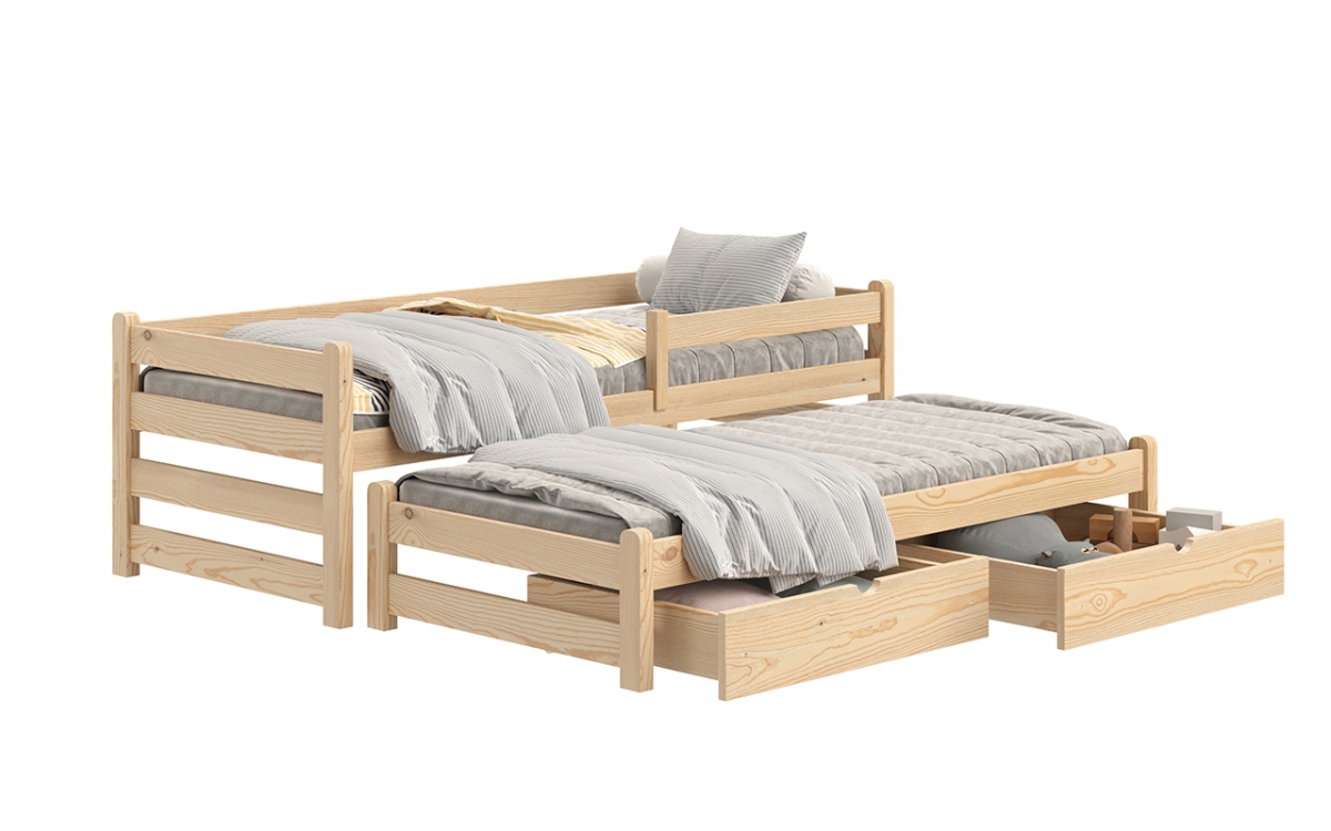 Detská posteľ Alis DPV 001 s prístelkou - 90x200 cm - borovica Posteľ prízemná s výsuvným lôžkom Alis DPV 001 - Farba Borovica 