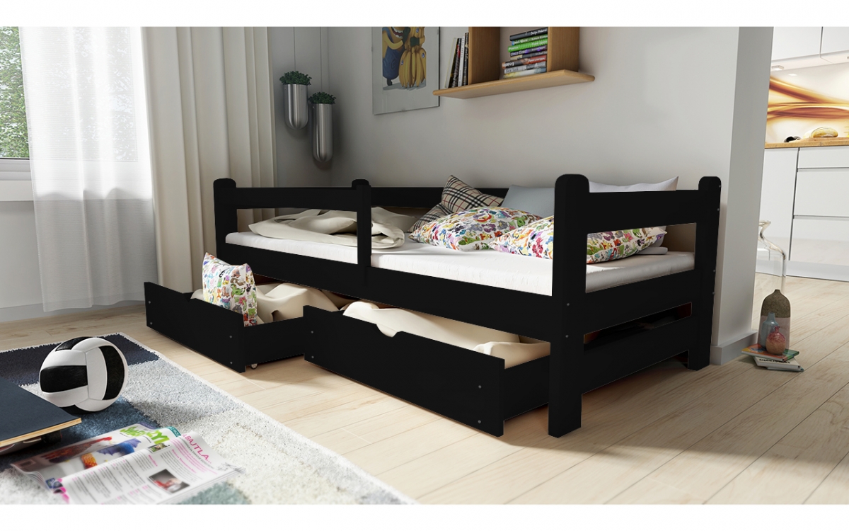 Detská posteľ prízemná Alis DP 018 - Čierny, 90x200 Detská posteľ prízemná Alis DP 018 - Farba Čierny 