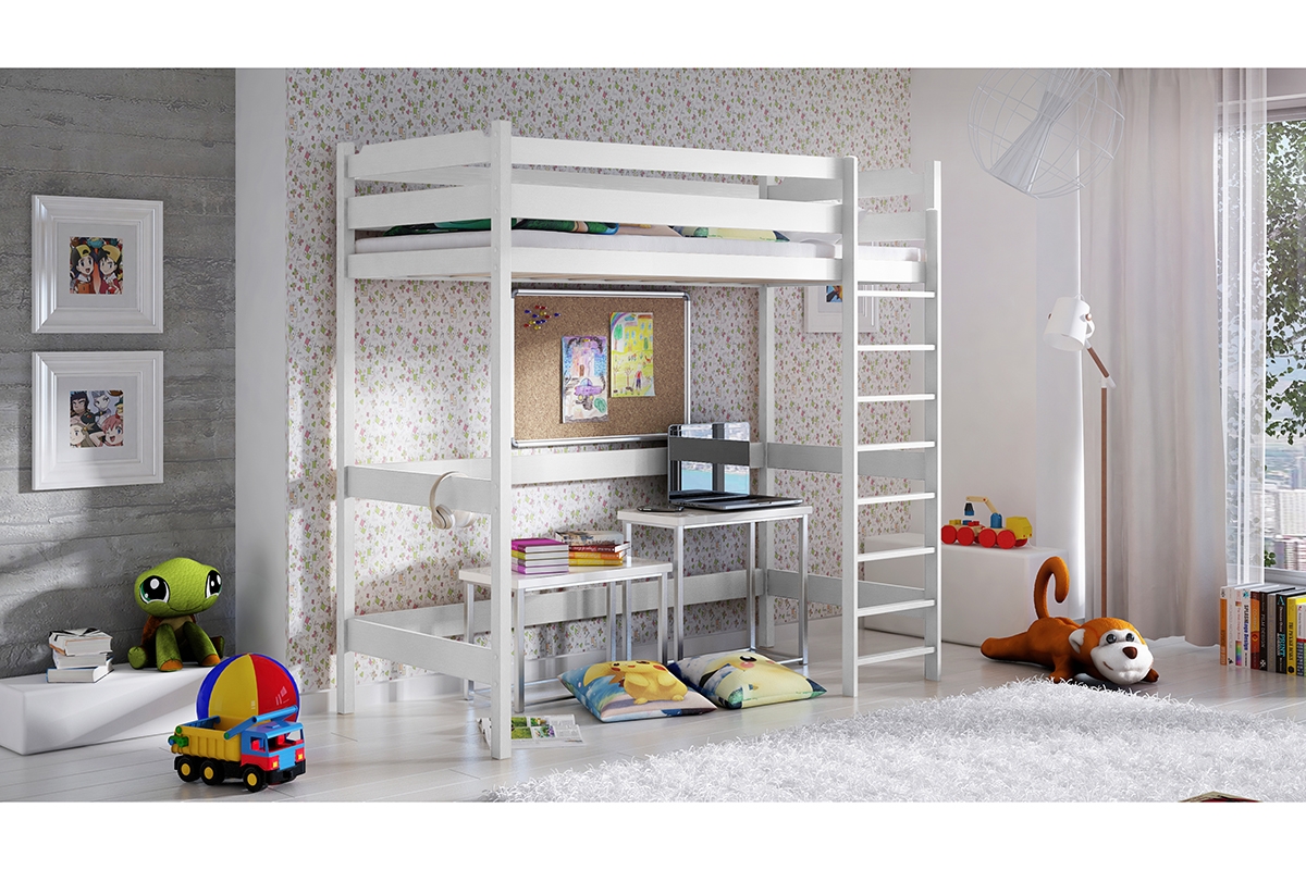 Dětská vyvýšená postel Samio Zp 004 90x200 - bílá Dětská postel vyvýšená Samio Zp 004 - Barva Bílý