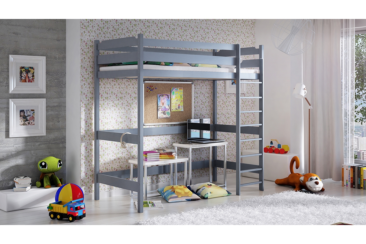 Dětská postel vyvýšená Samio Zp 004 - grafit, 90x200 Dětská postel vyvýšená Samio Zp 004 - Barva Grafit 