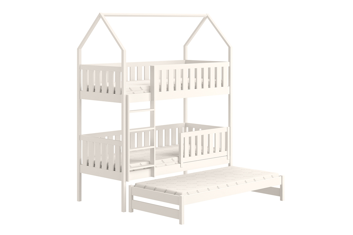 Dětská domečková postel Nemos 90x180 výsuvná - bílá postel dětské patrová  výsuvná Nemos - Barva Bílý 