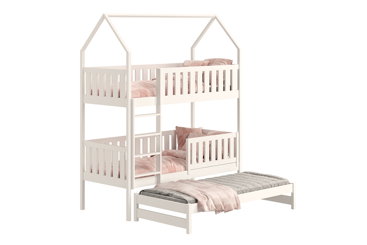 Dětská domečková postel Nemos 80x180 výsuvná - bílá postel dětské patrová  výsuvná Nemos - Barva Bílý 
