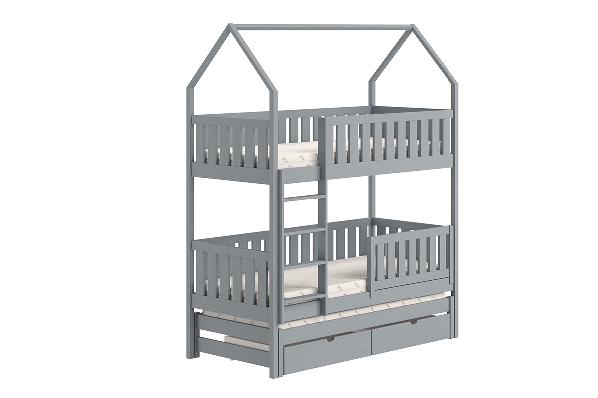 postel dětské domeček patrová  výsuvná Nemos - šedý, 80x200 postel dětské patrová  výsuvná Nemos - Barva šedý 