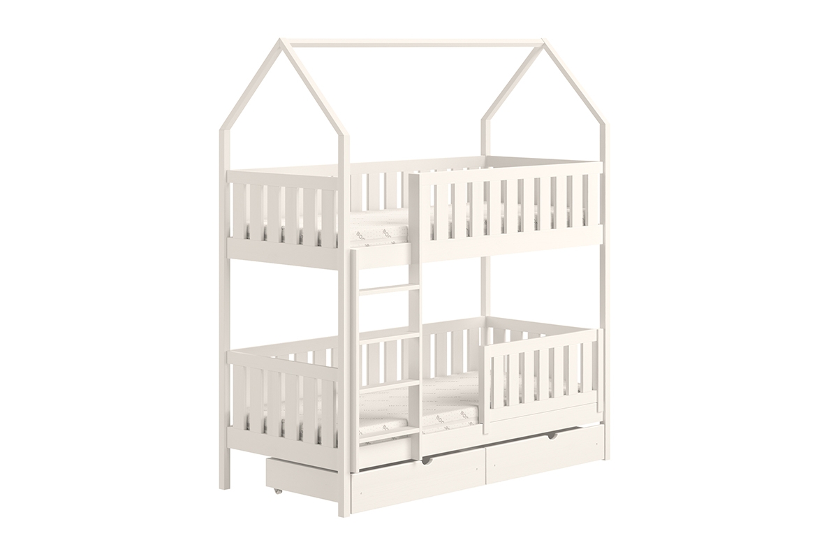 Detská posteľ domček poschodová Nemos - Biely, 90x200 Detská posteľ poschodová Nemos - Farba Biely