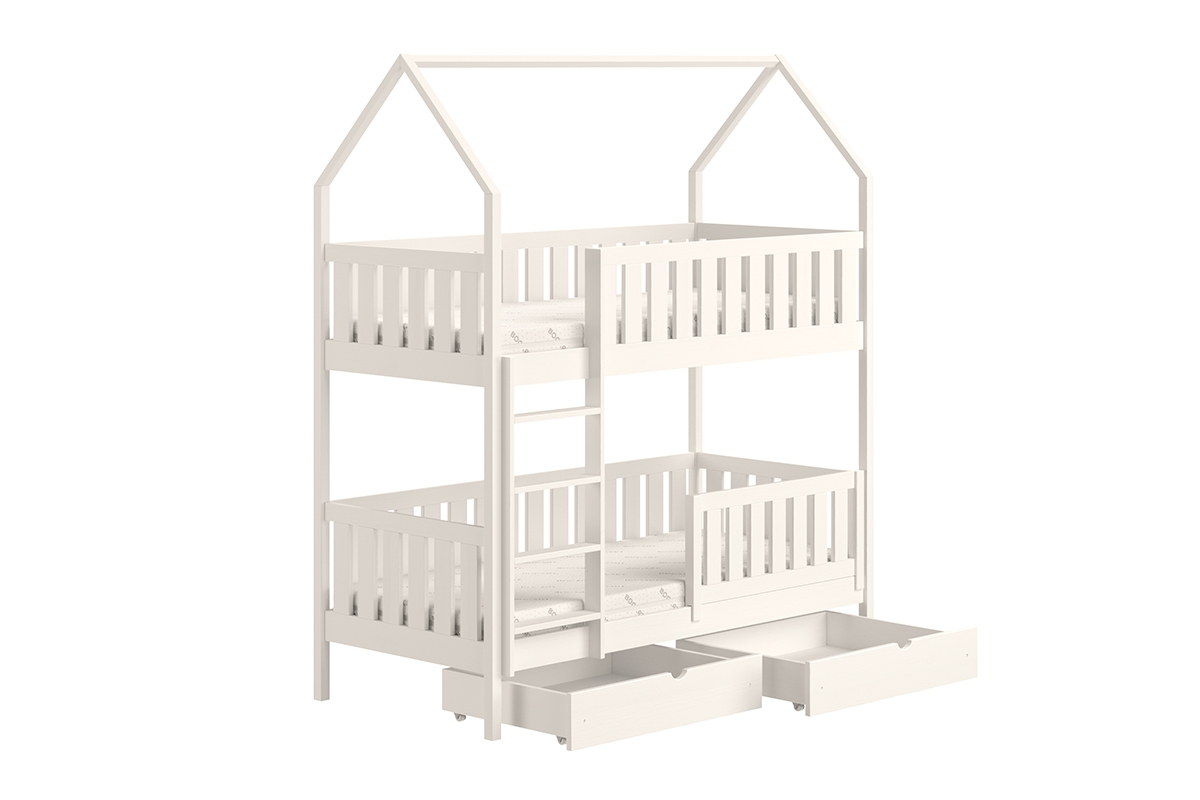 Detská posteľ domček poschodová Nemos - Biely, 90x180 Detská posteľ poschodová Nemos - Farba Biely