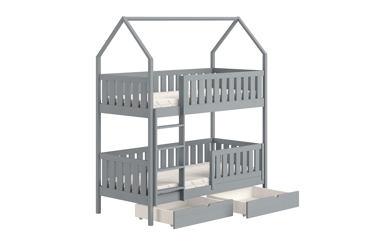 Detská posteľ domček poschodová Nemos - šedý, 90x200 Detská posteľ poschodová Nemos - Farba šedý 