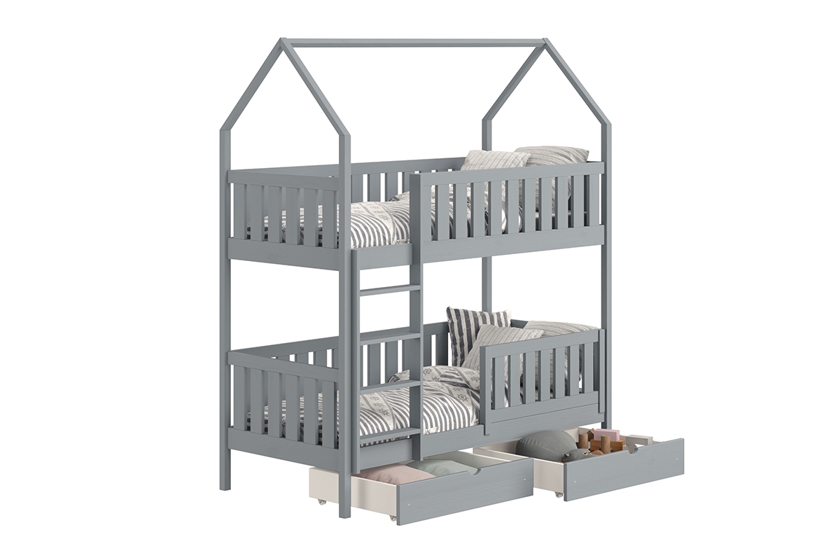 postel dětské domeček patrová  Nemos - šedý, 90x180 postel dětské patrová  Nemos - Barva šedý 