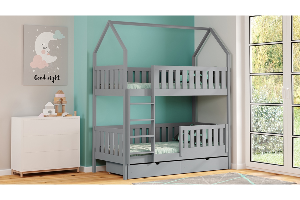 postel dětské domeček patrová  Nemos - šedý, 80x200 postel dětské patrová  Nemos - Barva šedý 
