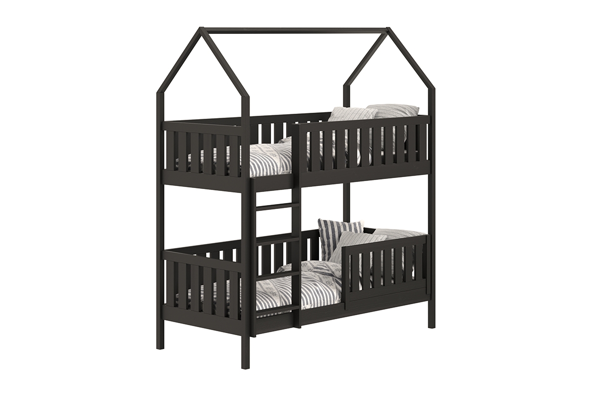 Detská poschodová posteľ Nemos domček - 90x200 cm - čierna Detská posteľ poschodová Nemos - Farba Čierny 