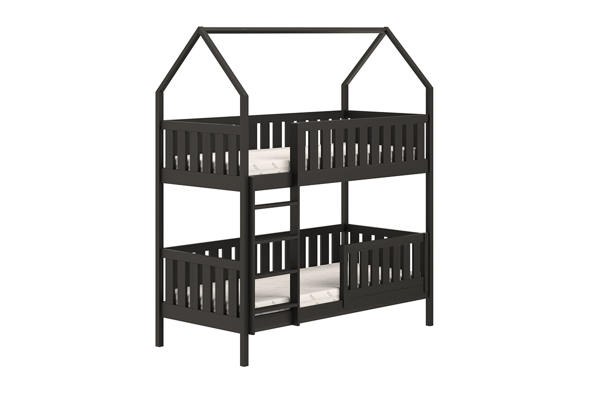 Detská poschodová posteľ Nemos domček - 80x180 cm, čierna Detská posteľ poschodová Nemos - Farba Čierny 