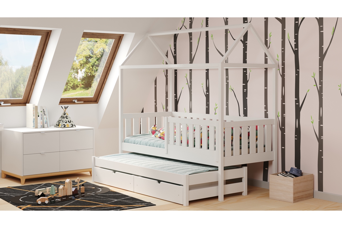 postel dětské domeček přízemní výsuvná Nemos - Bílý, 90x200 postel dětské přízemní výsuvná Nemos - Barva Bílý 