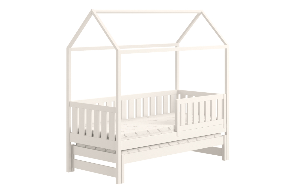 Detská posteľ domček prízemná s výsuvným lôžkom Nemos - Biely, 90x200 Detská posteľ prízemná s výsuvným lôžkom Nemos - Farba Biely 