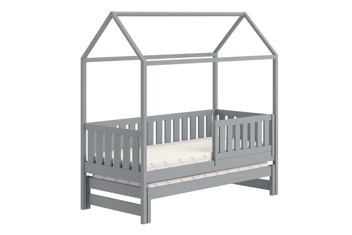 Detská posteľ domček prízemná s výsuvným lôžkom Nemos - šedý, 90x200 Detská posteľ prízemná s výsuvným lôžkom Nemos - Farba šedý