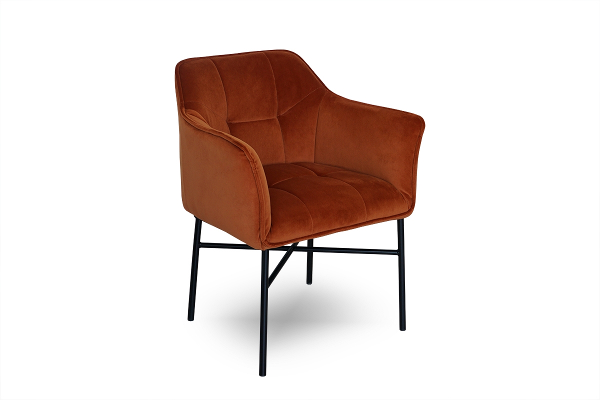 Čalouněná židle Rozalio s područkami - Salvador 14 oranžová / černé nožky rude židle